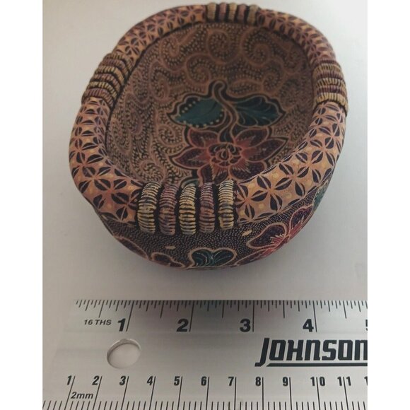 Beautiful Hand Carved Wooden Rustic Bohemian Bowl Flowers RARE Unmarked - Picture 10 of 10